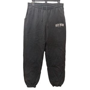 Rich Mom Gear Black Elastic Waistband 90s Fit Sweatpants‎ Size Large